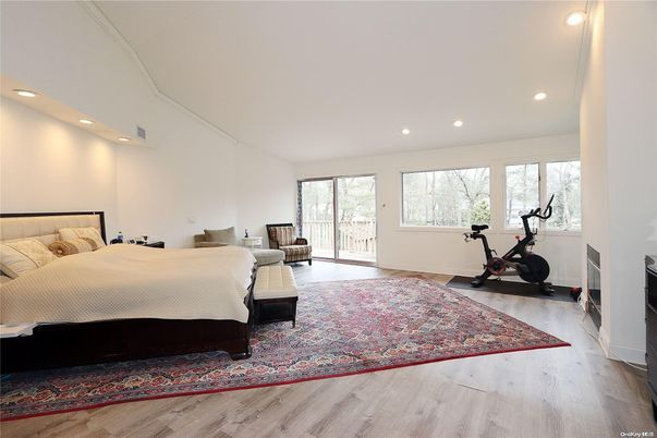 Bedroom, Fitness Equipment, Interior, Recessed Lighting, Wood Texture Flooring