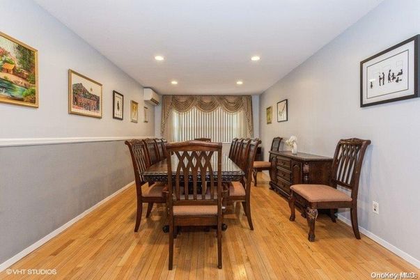 Dining room, Interior, Recessed Lighting, Wood Texture Flooring