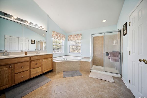 Bathroom, Dual Sink Vanities, Glass Shower, Interior, Recessed Lighting