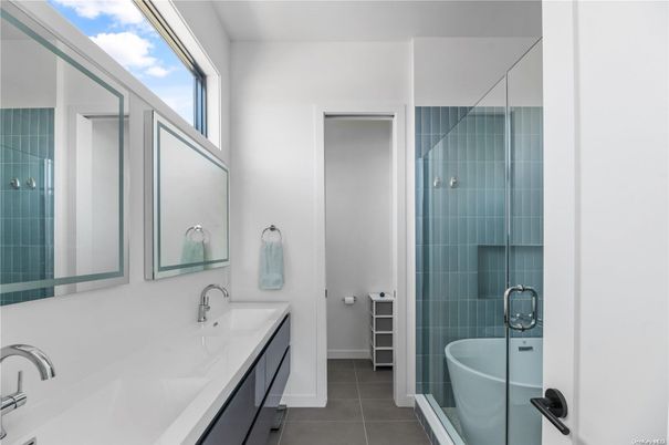 Bathroom, Dual Sink Vanities, Glass Shower, Interior
