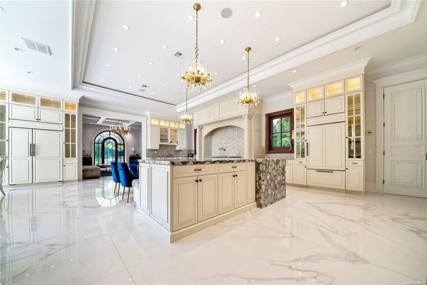 Chandelier, Interior, Kitchen, Marble, Pendant Lights, Recessed Lighting