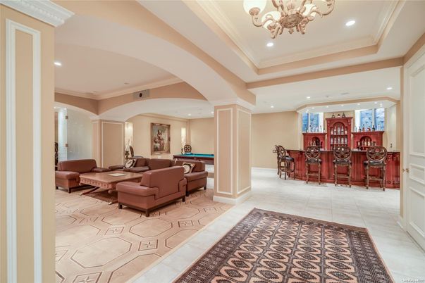 Billiard Table, Chandelier, Game Room, Interior, Living room, Recessed Lighting
