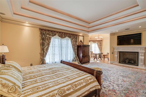 Bedroom, Chandelier, Fireplace, Interior, Recessed Lighting