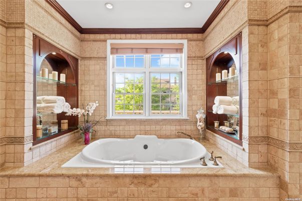 Bathroom, Interior, Recessed Lighting, Stone Walls