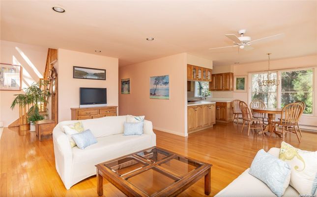 Dining room, Interior, Kitchen, Living room, Recessed Lighting, Wood Texture Flooring