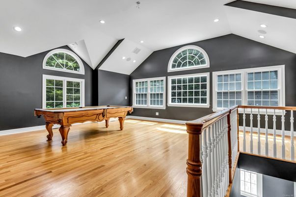 Billiard Table, Game Room, Interior, Recessed Lighting, Wood Texture Flooring