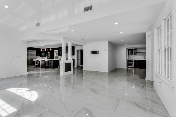 Interior, Kitchen, Marble, Pendant Lights, Recessed Lighting