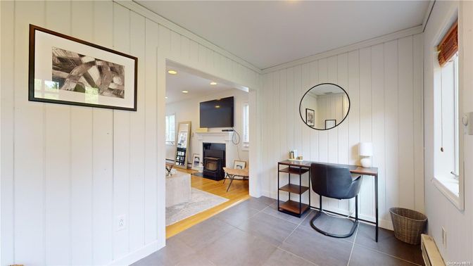 Fireplace, Interior, Recessed Lighting, Wood Texture Flooring