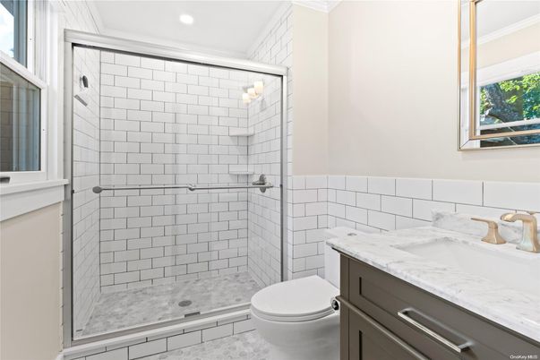 Bathroom, Glass Shower, Interior, Recessed Lighting