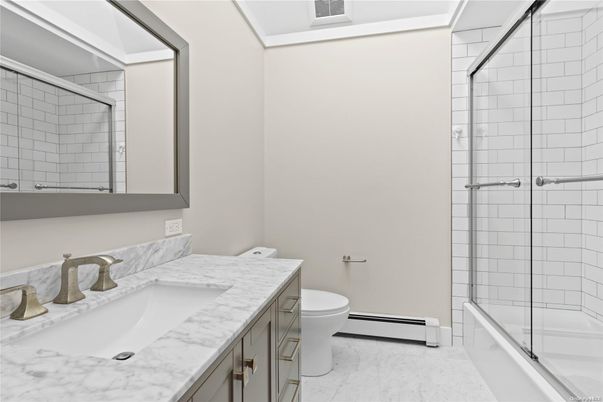 Bathroom, Dual Sink Vanities, Glass Shower, Interior, Marble