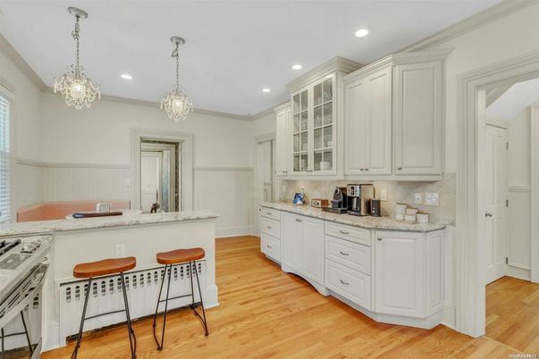 Chandelier, Interior, Kitchen, Pendant Lights, Recessed Lighting, Wood Texture Flooring
