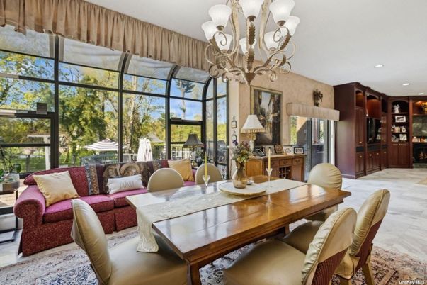 Chandelier, Dining room, Interior, Living room, Recessed Lighting, Sun Room