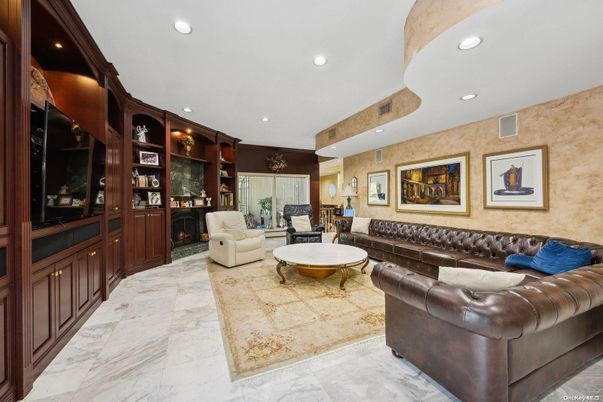 Fireplace, Interior, Living room, Marble, Recessed Lighting