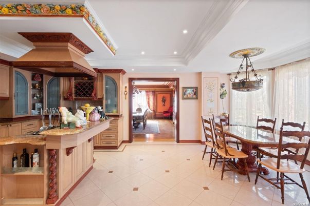 Dining room, Interior, Recessed Lighting, Wood Texture Flooring