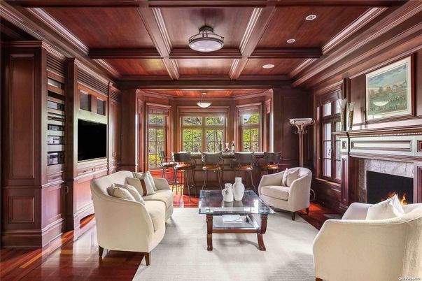 Dining room, Fireplace, Interior, Living room, Recessed Lighting, Wooden Beams, Wooden Ceilings, Wood Texture Flooring, Wooden Walls