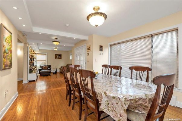 Dining room, Interior, Recessed Lighting, Wood Texture Flooring