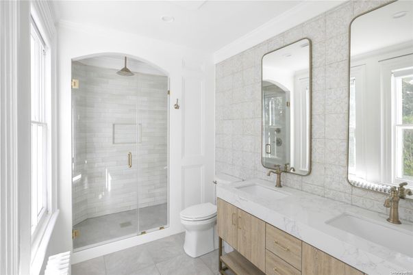 Bathroom, Dual Sink Vanities, Glass Shower, Interior, Recessed Lighting