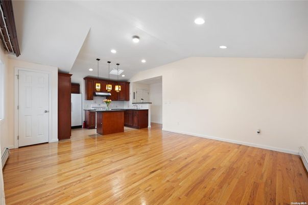 Interior, Kitchen, Pendant Lights, Recessed Lighting, Wood Texture Flooring