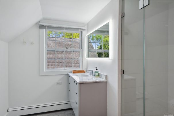 Bathroom, Glass Shower, Interior, Wood Texture Flooring