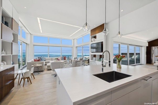 Dining room, Interior, Kitchen, Living room, Pendant Lights, Recessed Lighting, Water, Wood Texture Flooring