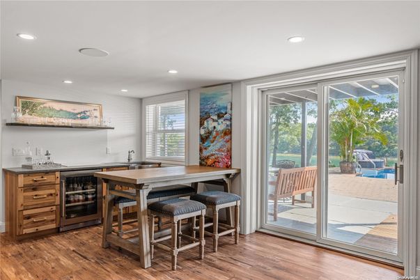 Dining room, Interior, Kitchen, Recessed Lighting, Wood Texture Flooring