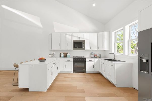 Interior, Kitchen, Recessed Lighting, Wood Texture Flooring