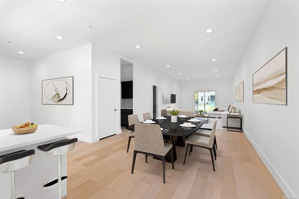 Dining room, Interior, Recessed Lighting, Wood Texture Flooring