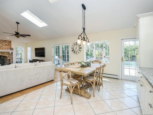 Dining room, Fireplace, Interior, Living room, Pendant Lights