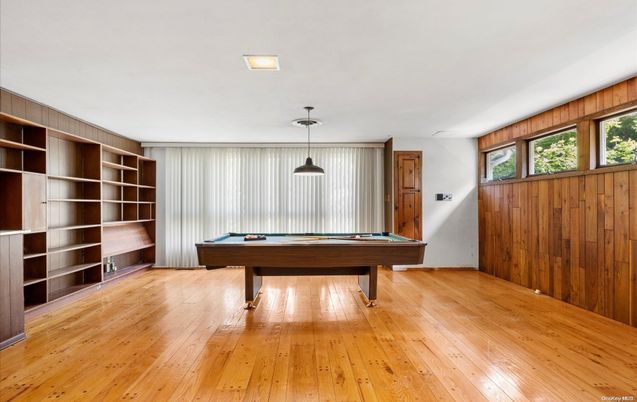Billiard Table, Game Room, Interior, Pendant Lights, Wood Texture Flooring, Wooden Walls