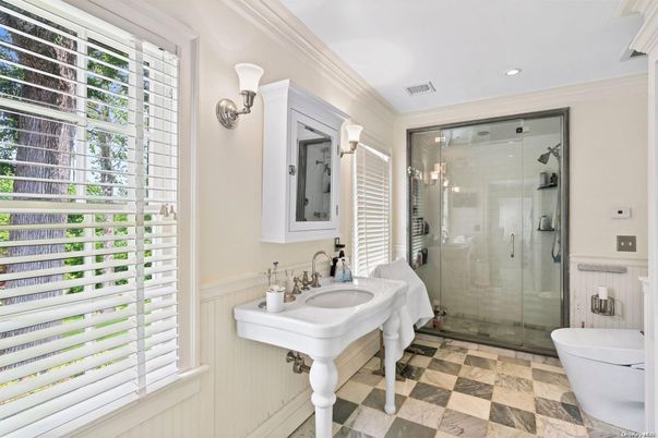 Bathroom, Free Standing Baths, Glass Shower, Interior, Recessed Lighting