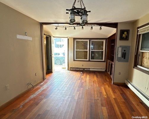 Chandelier, Empty room, Interior, Wood Texture Flooring
