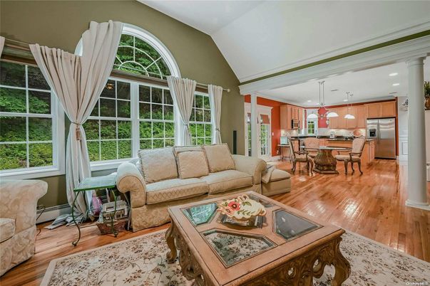 Dining room, Interior, Kitchen, Living room, Pendant Lights, Recessed Lighting, Stainless Steel Appliances, Wood Texture Flooring
