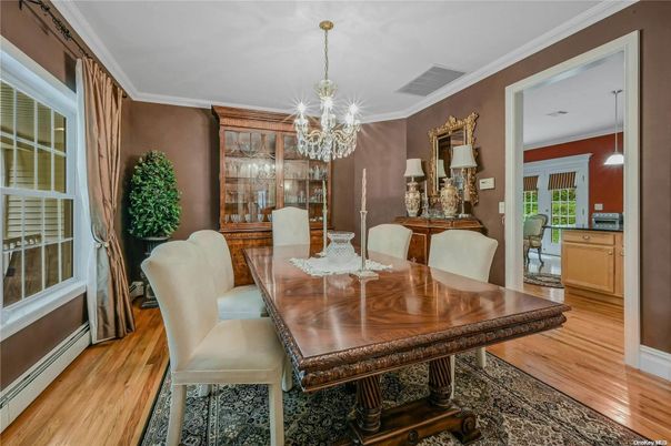 Chandelier, Dining room, Interior, Wood Texture Flooring
