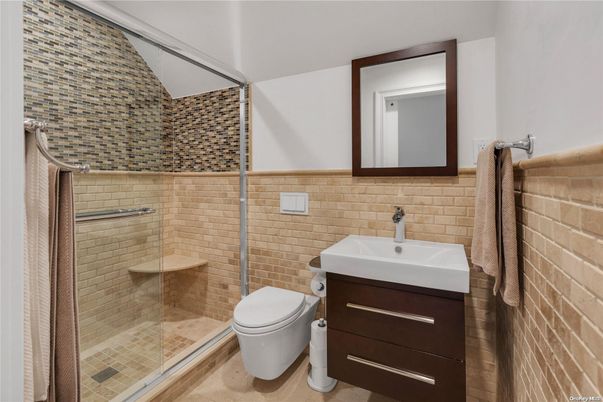 Bathroom, Glass Shower, Interior, Stone Walls