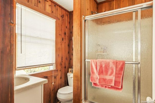 Bathroom, Glass Shower, Interior, Wooden Walls