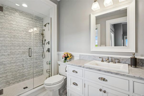 Bathroom, Glass Shower, Interior, Recessed Lighting
