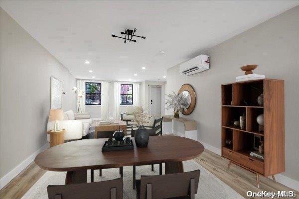 Dining room, Interior, Living room, Recessed Lighting, Wood Texture Flooring