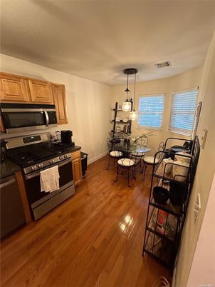 Dining room, Interior, Kitchen, Pendant Lights, Wood Texture Flooring