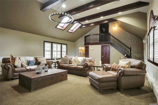 Interior, Living room, Recessed Lighting, Wooden Beams