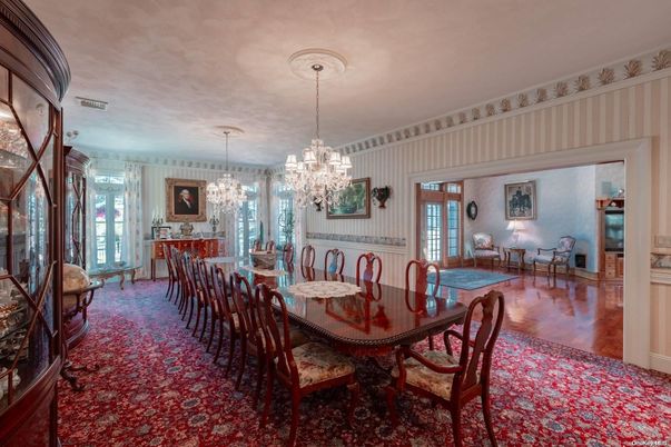Chandelier, Dining room, Interior, Wood Texture Flooring