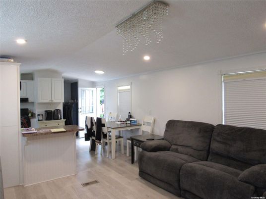 Dining room, Interior, Kitchen, Living room, Recessed Lighting, Wood Texture Flooring