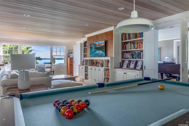 Billiard Table, Game Room, Interior, Pendant Lights, Recessed Lighting, Wooden Ceilings