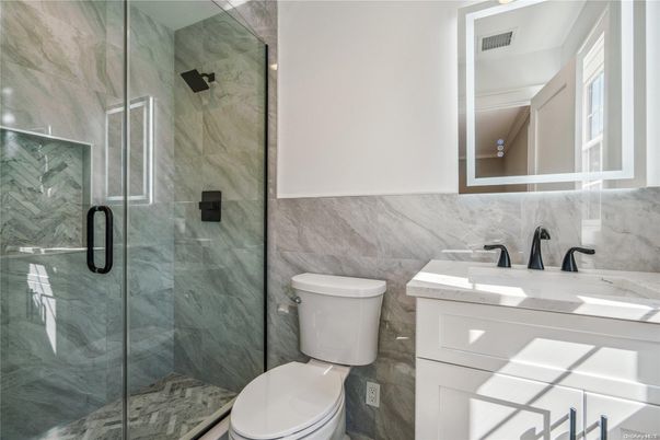 Bathroom, Glass Shower, Interior, Marble Walls