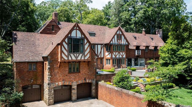 Attached, Exterior, Facade, Brick Facade, Tudor Revival