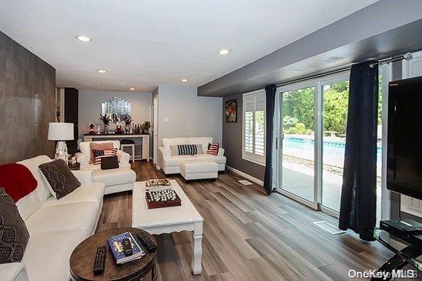 Interior, Living room, Recessed Lighting, Wood Texture Flooring