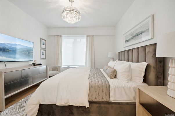 Bedroom, Chandelier, Interior, Wood Texture Flooring