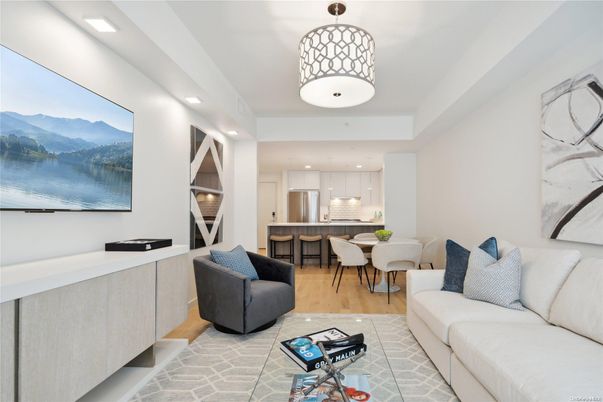 Dining room, Interior, Kitchen, Living room, Pendant Lights, Recessed Lighting, Stainless Steel Appliances, Wood Texture Flooring