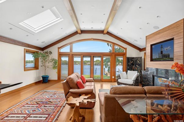 Fireplace, Interior, Living room, Recessed Lighting, Wooden Beams, Wood Texture Flooring
