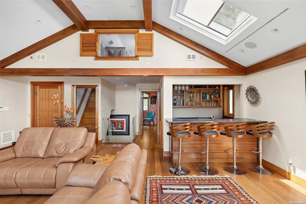 Interior, Living room, Recessed Lighting, Wooden Beams, Wood Texture Flooring