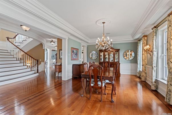 Chandelier, Dining room, Interior, Wood Texture Flooring